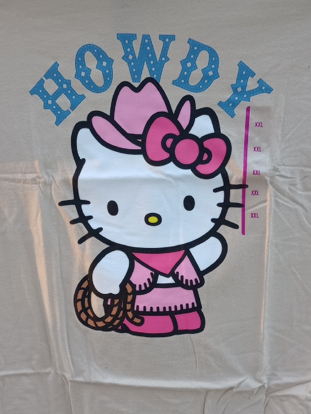 Hello Kitty Pink Cowboy Graphic Tee - Blue 'Howdy' NWT XXL